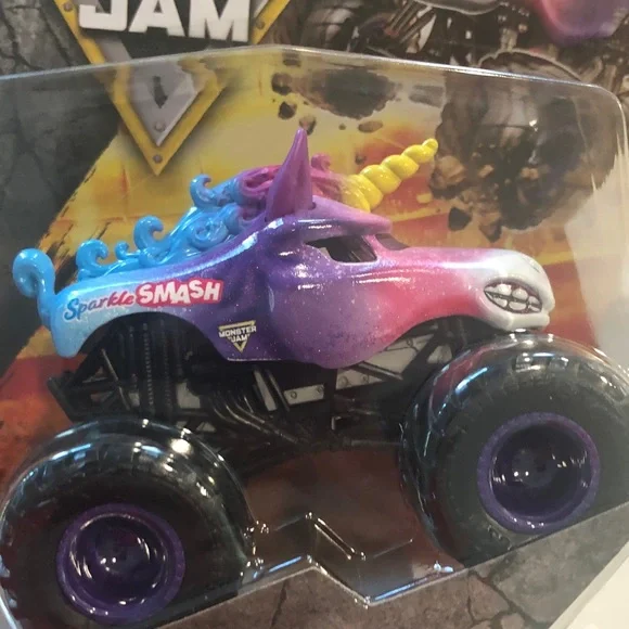 Monster Jam Sparkle Smash Toy Truck - Purple and Blue - Picture 2 of 7
